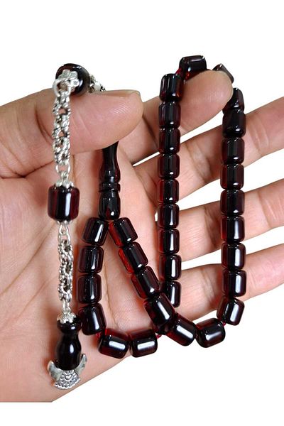 Cekke Tesbih Squeeze Amber 9*10 mm Baked Stick Squeeze Daily Use Prayer Beads