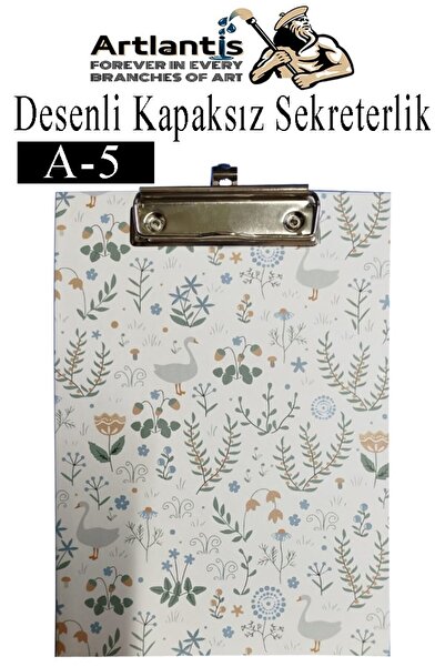 Artlantis Desenli Sekreterlik Kapaksız A5 1 Adet Renkli Desenli A5 Sekreterlik Klipsli Metal Mekanizmalı 80 Ya