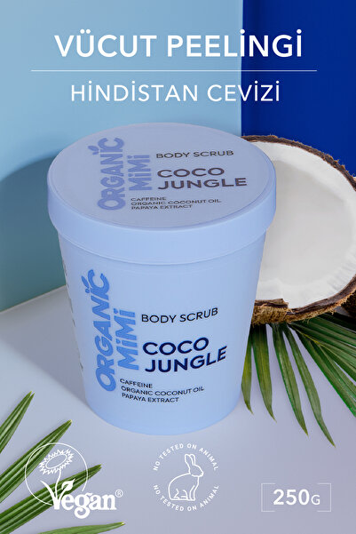 ORGANİC MİMİ Vücut Peelingi Coco Jungle Doğal Vegan Nemlendirici Selülit Karş...