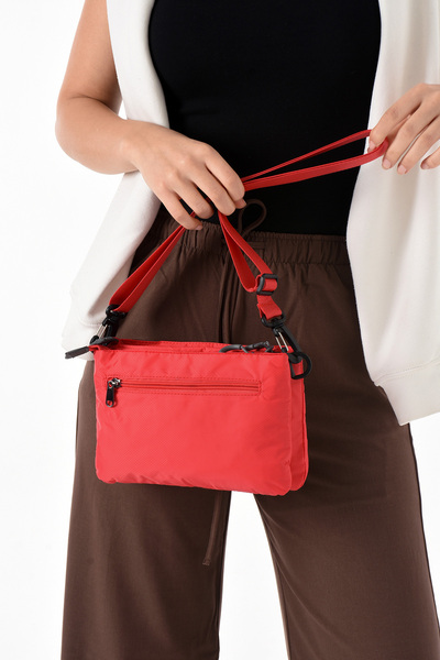 Sanmorris 6011 4 Compartment Comfortable Use Parachute Fabric Adjustable Women's Crossbody Bag Red