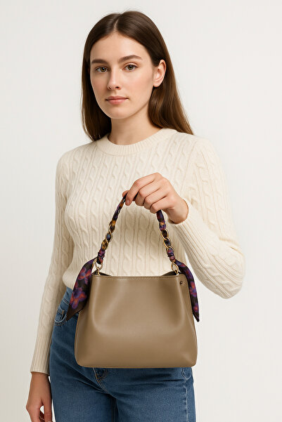 Satuna Geantă de umăr cu mâner în formă de lanț de nurcă – Geantă de mână cas...