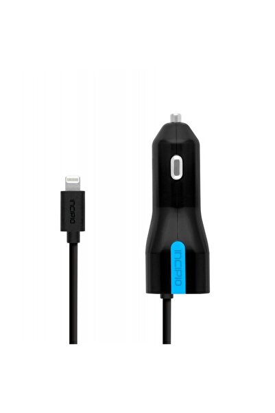 Incipio شاحن سيارة انسبيو ثنائي المنافذ (كيبل لايتتنغ + يواسبي) بقوة 4.8A أسود
