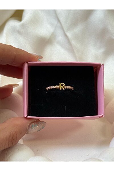 ÖNKÜTAKI Kişiye Özel Baş Harfli Altın Kaplama Yüzük