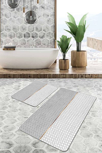 Realhomes طقم سجادة للحمام والمطبخ مكون من قطعتين بتصميم خاص من Ogea باللون ا...