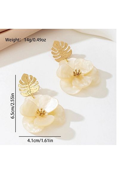 mos&more French Style Gold Ecru Steel Stud Earrings