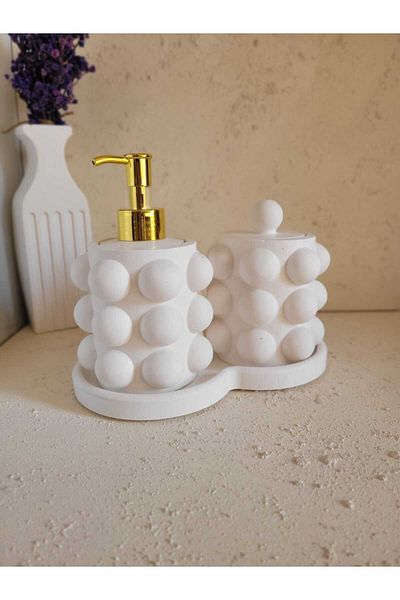 Karra Art Concrete Bubble Liquid Soap Dispenser Set