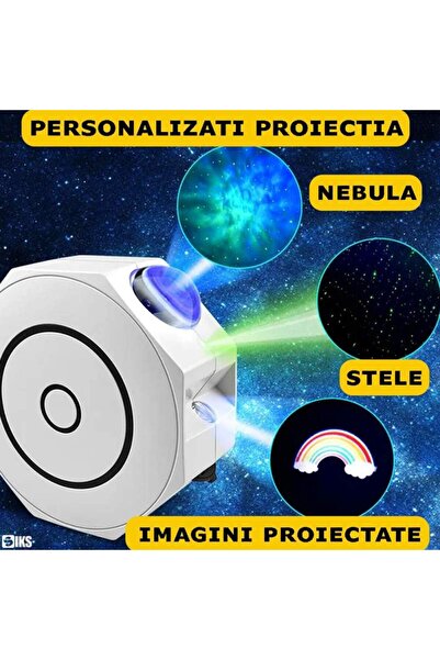 SIKS Proiector de stele și planete pentru tavan cu difuzor încorporat SIKS, 15 x 14 x 6 cm, alb