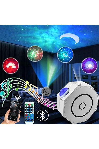 SIKS Star and Planet Projector for Ceiling Room with Built-in Speaker SIKS, 15 x 14 x 6 cm, White