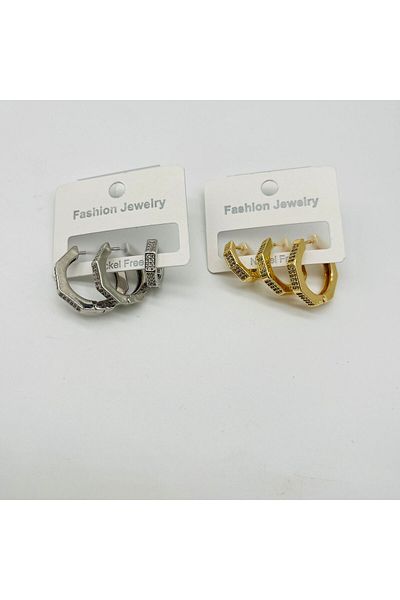 MUJER 3 Piece Gray Hoop Earrings