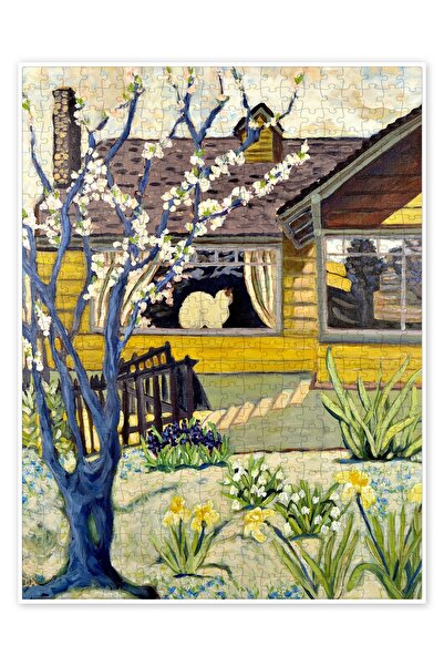 Jeronkarji Sarı Kedili Ev 500 Parça Puzzle Yapboz Kedi Köpek Temalı Doğa ve O...