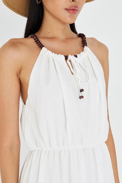 TIFFANY&TOMATO Boncuk Detaylı Askılı Elbise