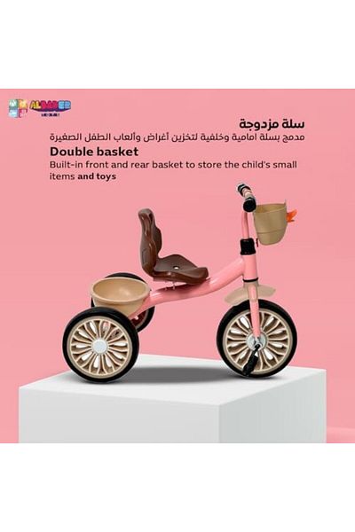 ALBADER دراجة ثلاثية العجلات قابلة للركوب، دراجة ثلاثية العجلات للأطفال الصغار بتصميم كرتوني، دراجات ثلاثية العجلات للأطفال من عمر 2 إلى 6 سنوات