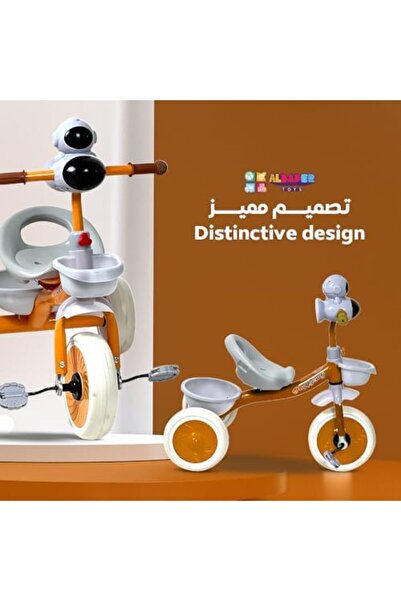 ALBADER دراجة ثلاثية العجلات بتصميم فضائي بألوان متعددة، دراجة أطفال مع موسيقى وتأثيرات ضوئية