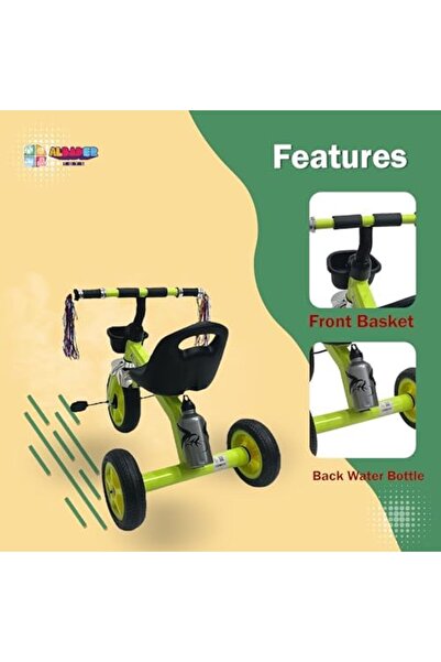 ALBADER دراجة توازن للأطفال، دراجة ثلاثية العجلات مع سلة خلفية، مناسبة للأطفال من عمر سنتين إلى ست سنوات