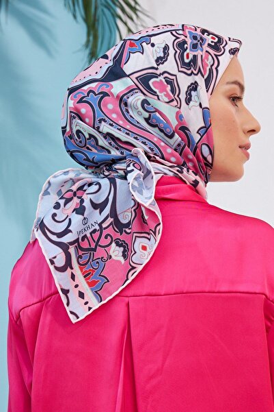 İpekhan Mozaik Baby Blue Powder Cotton Viscose Scarf