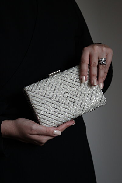 Mimoza Women's Pearl and Stone Shiny Evening Dress Cluch / Night/Wedding/Engagement / Bundle Bag