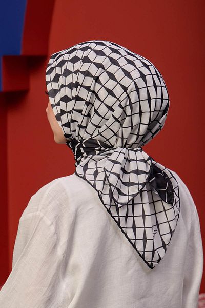 İpekhan Μαλακό κασκόλ Marrakech Collection Μαύρο Λευκό 1194-08