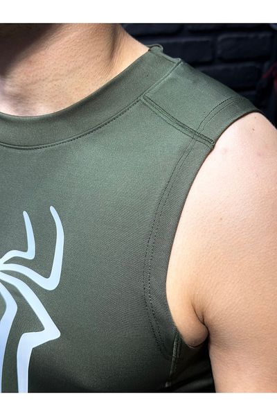 YHM Compression Khaki White Spider Printed Tank Top – Sports & Training Tank Top