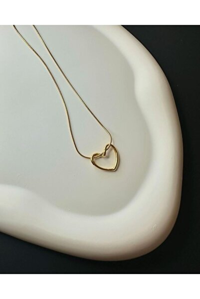 Glow Works Düğümlü Kalp Uçlu Gold Renkli Çelik Kolye