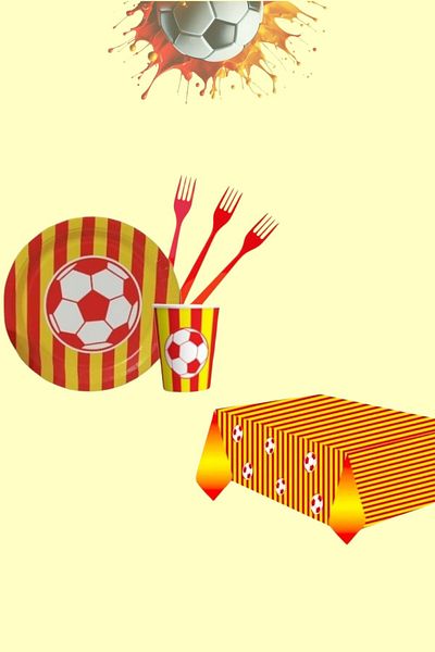 Evabrite Fan Yellow Red 24 Person Birthday Party Set - Yellow Red Fan Concept