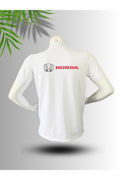 FROOY Honda Logo Printed Polo Neck Cotton T-Shirt