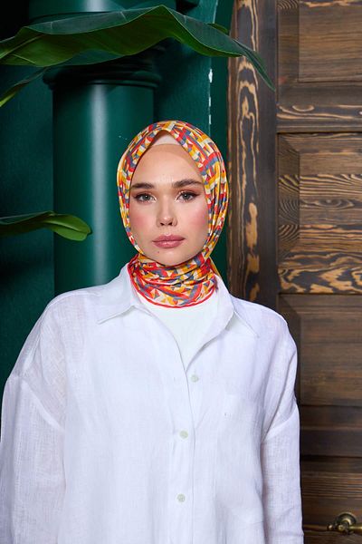 İpekhan مجموعة مراكش وشاح ناعم أحمر برتقالي 1203-07