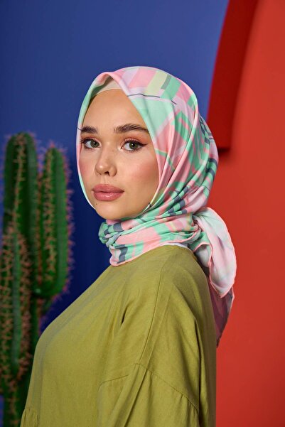 İpekhan Marrakech Συλλεκτικό Μαλακό Κασκόλ Πράσινο Μεσαίο Ροζ 1208-08