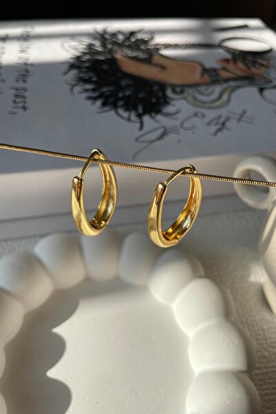 monvee Gold Oval Kadın Küpe
