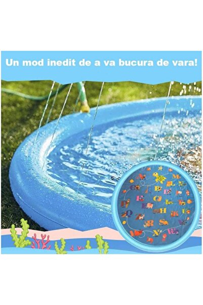 SIKS Saltea gonflabilă pentru copii cu fântână arteziană, ideală pentru joacă, albastră, 145x143 cm