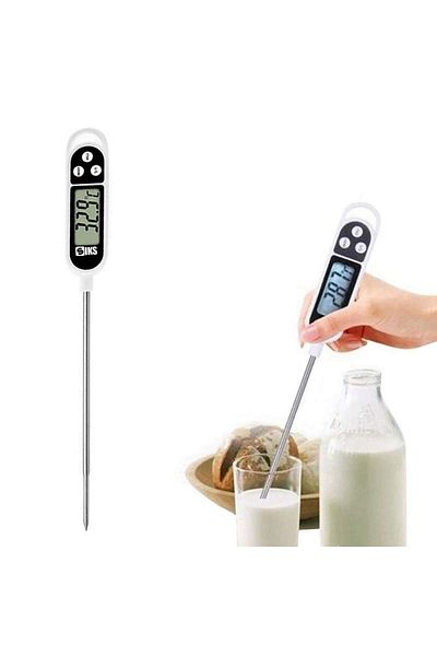SIKS Termometru de bucătărie ®, digital, pentru alimente, lichide, alimente, prăjituri, lactate, ceară, alimente, alb