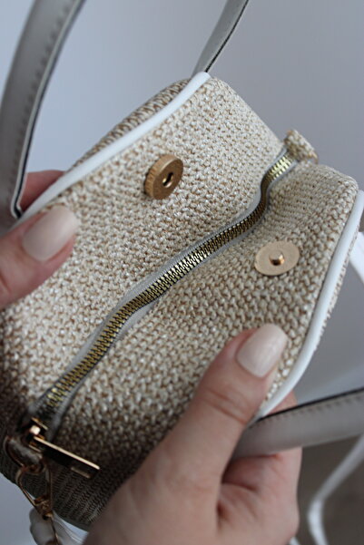 Mimoza Women's Straw Textured Shoulder and Hand Bag, Summer, Daily Use, Gift