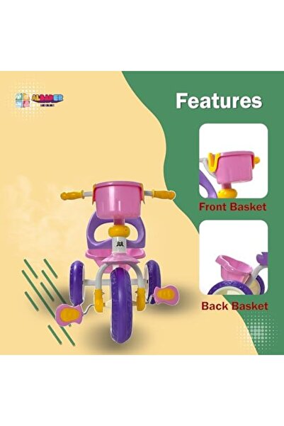 ALBADER Tricycle For Kids, Three Wheel Bike With Double Baskets, Kids Balance Bicycle For Toddlers