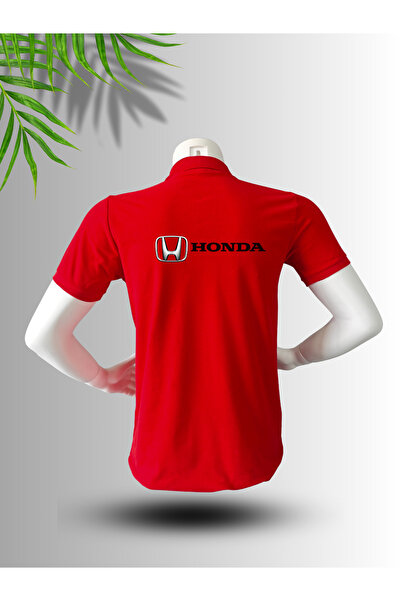 FROOY Honda Logo Printed Polo Neck Cotton T-Shirt