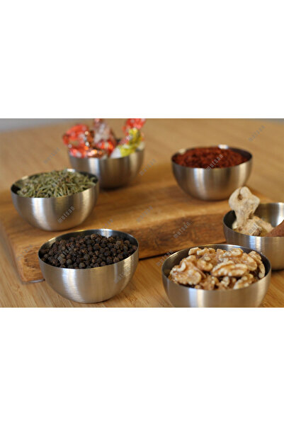 Mutsan 8'li 8,5 cm Paslanmaz Çelik Çerezlik Kase Seti | Tatlı Meze Kahvaltılık Sunum Kabı | 304 Çelik