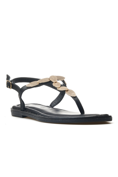 Venüs Women's Buckle Detailed Flip Flop Sandals 25Y 25161300Y Z Black