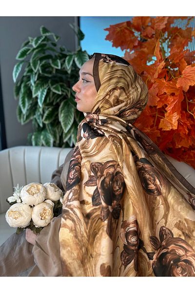 Oxygen Scarfs Summer Rose Pattern Cotton Silk Shawl-12000