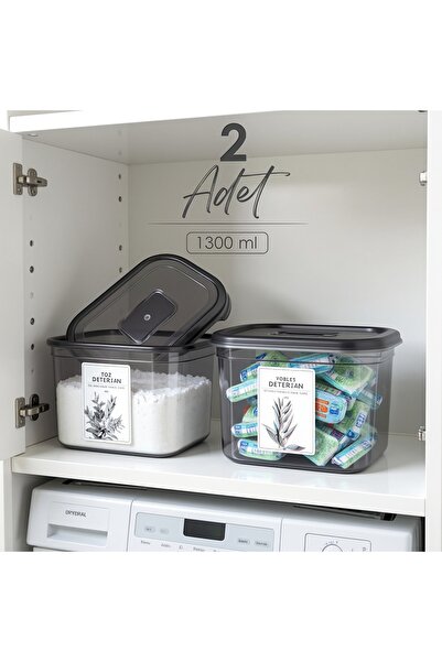 Justyol 2-Piece 1300 ml Large Size Detergent Storage Box – Powder and Tablet Detergent Set, Rectangular Lid