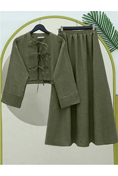 MODA ModaPerla üç bağlamalı sofia keten takım