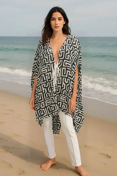 Hayalet Design Handmade Kimono Style Beach Pareo Tunic