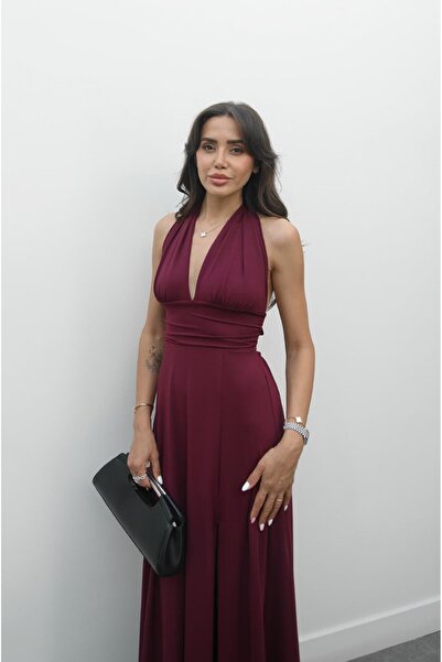 Havoş Plum Halter Dress