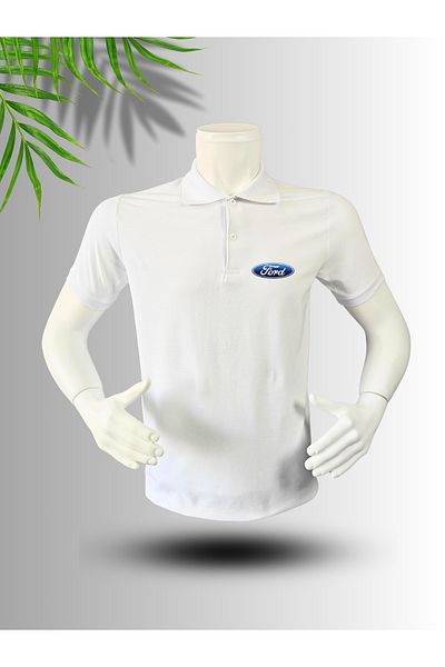 dafri Logo Printed Polo Neck Cotton T-Shirt