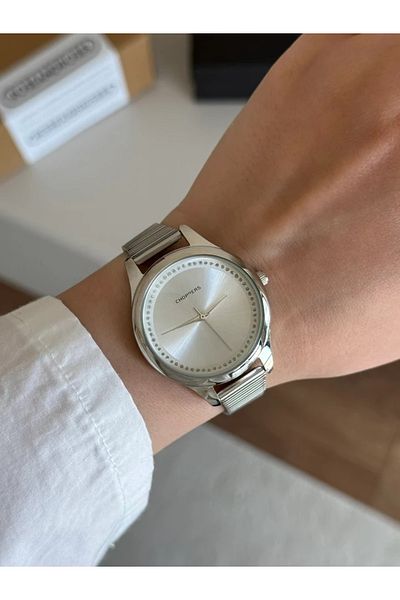 RoseandRoses Tessaro Block Cord Round Case Women's Wrist Watch Silver (White Dial)