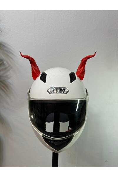 Butik Motor & Motosiklet Bükülmüş Kırmızı Boynuz Kask Dış Aksesuarı