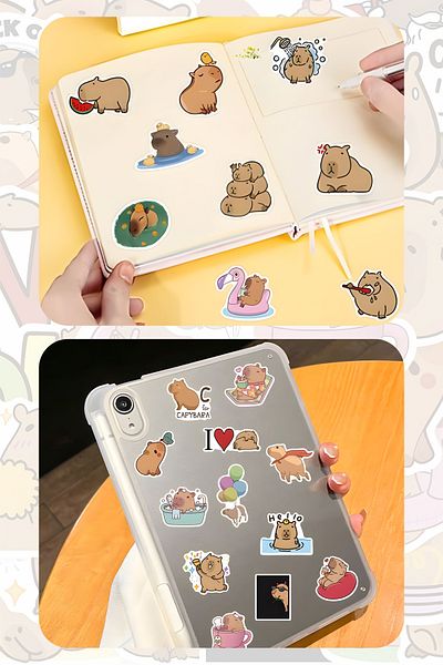 Grafikup Capybara Sticker Set - 50 Pcs Pen Laptop Notebook Water Bottle Label