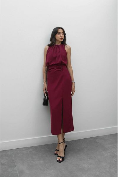 Havoş Φόρεμα με λεπτομέρεια με κορδόνι σε χρώμα Cherry