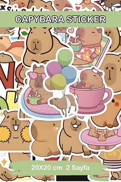 Grafikup Capybara Sticker Set - 50 Pcs Pen Laptop Notebook Water Bottle Label