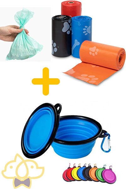 PapyonPet Kedi Köpek Kaka Poşeti 60 Adet 4 Rulo 1 Adet Katlanabilir Silikon M...