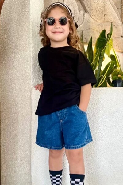 Kidmark Çocuk Modası Kids Unisex Blue Double Pocket Denim Jeans Shorts