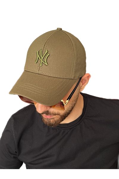 ZERAMİNE Khaki Unisex Baseball Ny Embroidered Hat Velcro