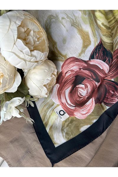 Oxygen Scarfs Summer Rose Pattern Cotton Silk Shawl-12000